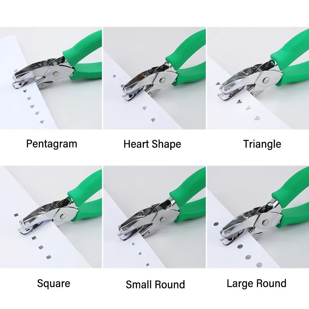 Triangular Shape Punch School Office Metal Single Hole Punchers Heart, Round, Pentagram ...
