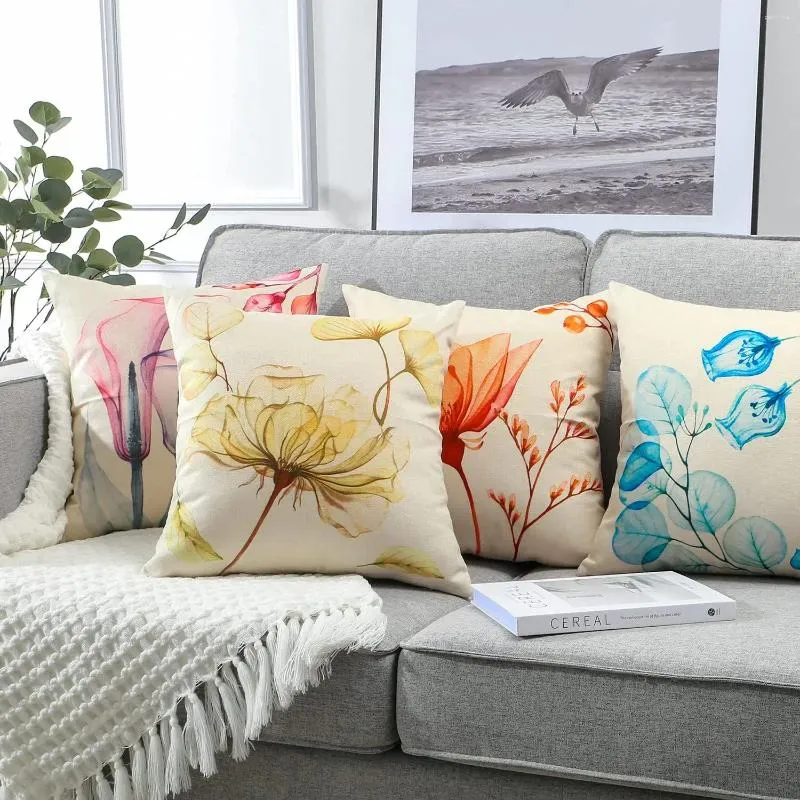 Pillow Pillowcase 40x40cm Pink Blue Yellow Orange Flower Printing Decoration Cover Suitable For Living Room Sofa