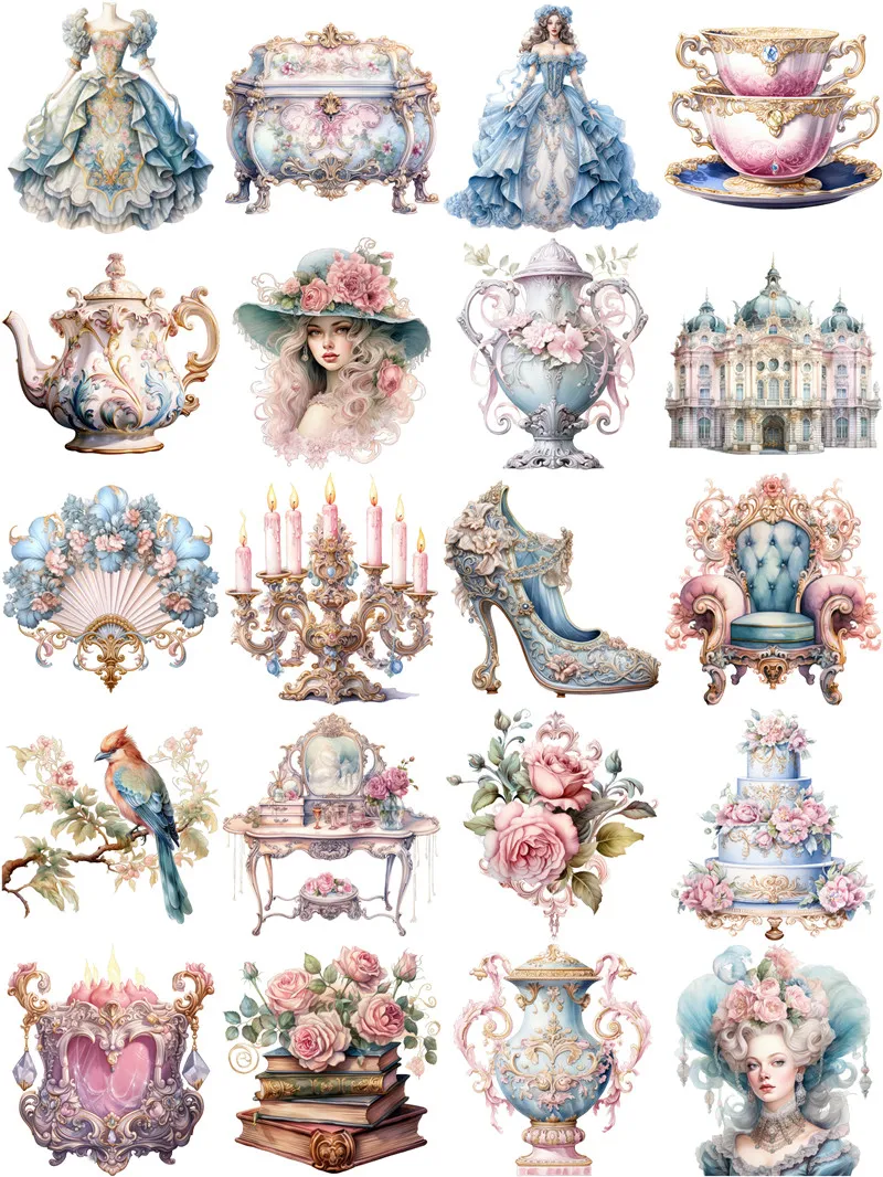 Rococo Flower Sticker Vintage Flower Wall Stickers Rococo-Style Decorative Stickers for Art ...
