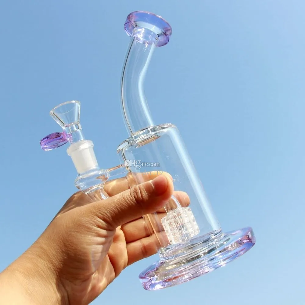 10 '' Verre violet Bong Pipe d'eau en verre Boscushing lourd Bong fumeur avec bol