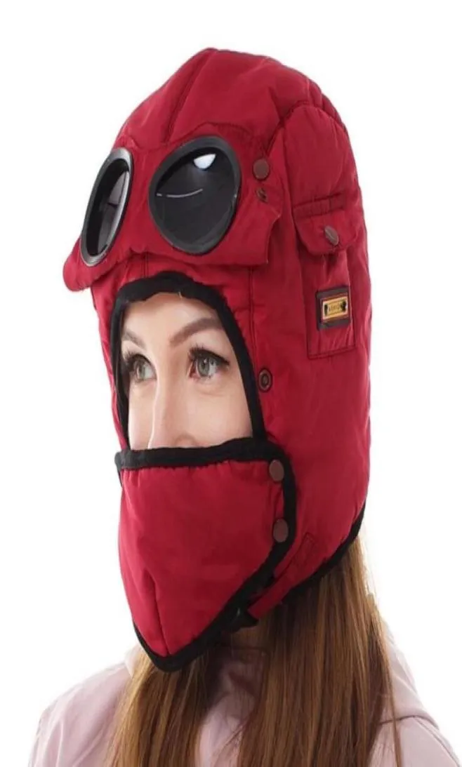 Czapki zimowe w kolorze wiatrówki ciepłe polarowe rower Pluszowy Earflap Outdoor Sport Balclava Rosaż na snowboardzie snowboardowa liniowca hełm Cap7288098