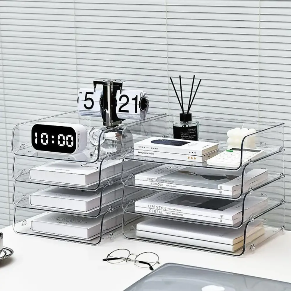 Tray 1pc Desktop -Dateiablettungsorganisator A4 Dokumentpapier Organizer Rack Book Regal Inhaber Office Stationery Speicherbox