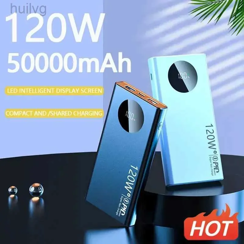 Zasilacze z telefonu komórkowego 50000 mAh 120W Super szybkie ładowanie zasilania Bank Duża obsługa baterii PD Wyjście Wyjście dla iPhone'a Samsung Mobile Zasilanie 2443