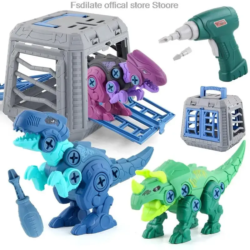 DIY zmontowany Bluk Build Dinosaur Bluk Bluk z tyrananosaurus rex z mini prezent na wiertarkę elektryczną dla dzieci