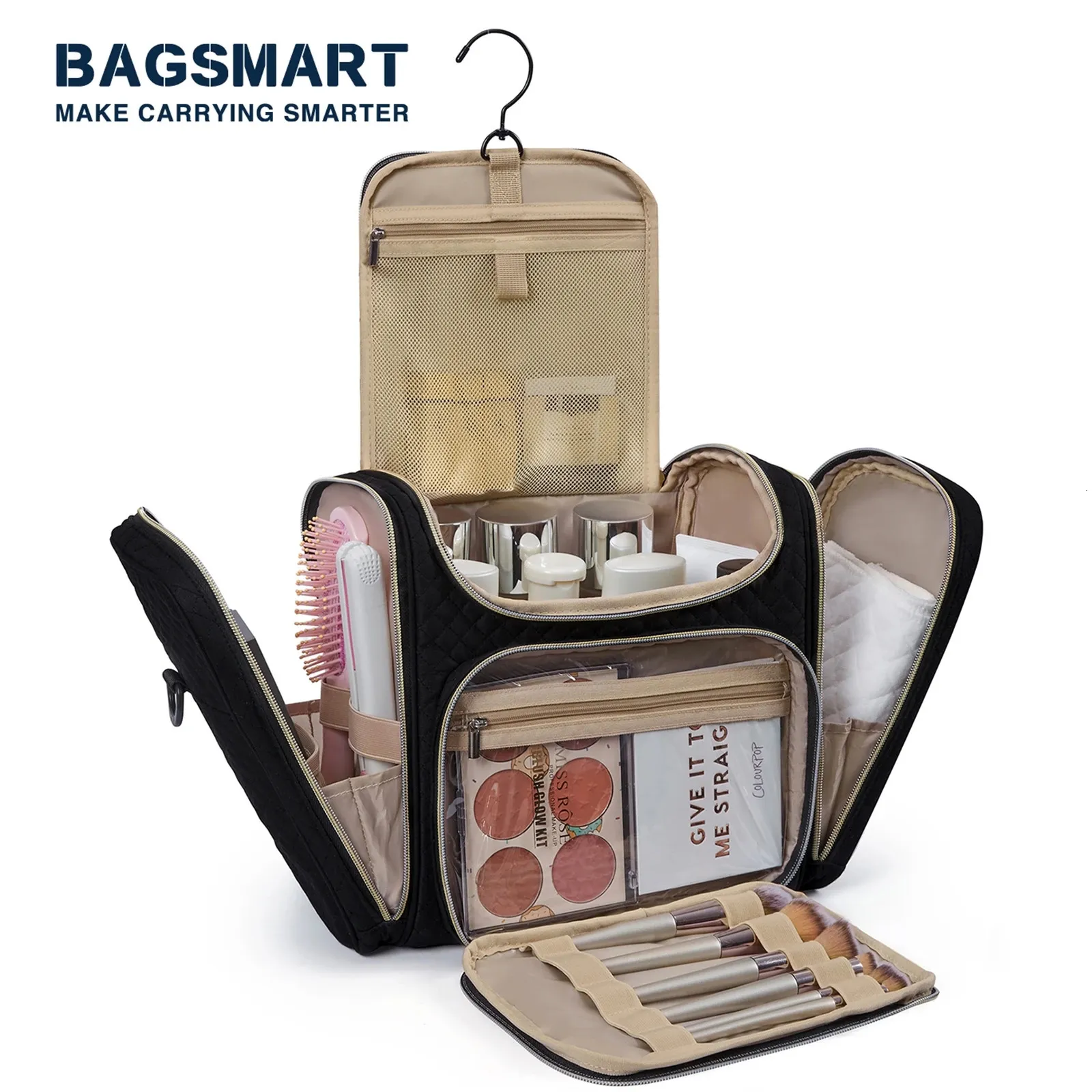 Bagsmart Makeup Back для женщин с водостойкой для водостойких туалетов с большими возможностями.