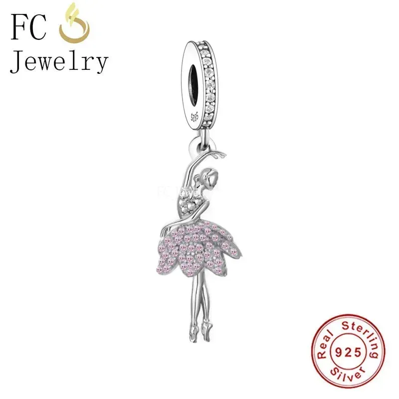 Sterling Silver Dancing Ballerina Charm – Ballet Dancer Pendant, 925 Silver, No Stone