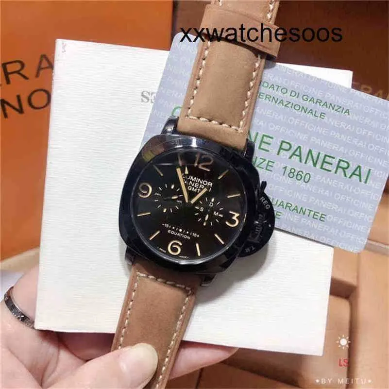 Top Clone Men Sport Watch Panerais Luminor Automatische beweging Paneras kijken Volledige functie Lederen polshorloge