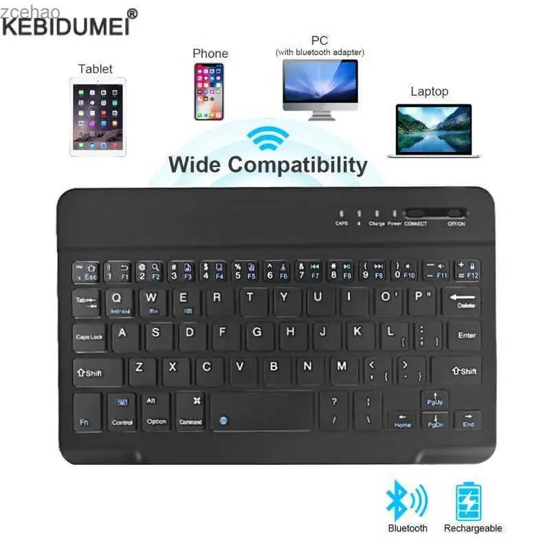 Claviers 7/10 pouces Bluetooth Keyboard Clavier sans fil Bluetooth Mini Clavier russe anglais RECHARGEABLEL2404