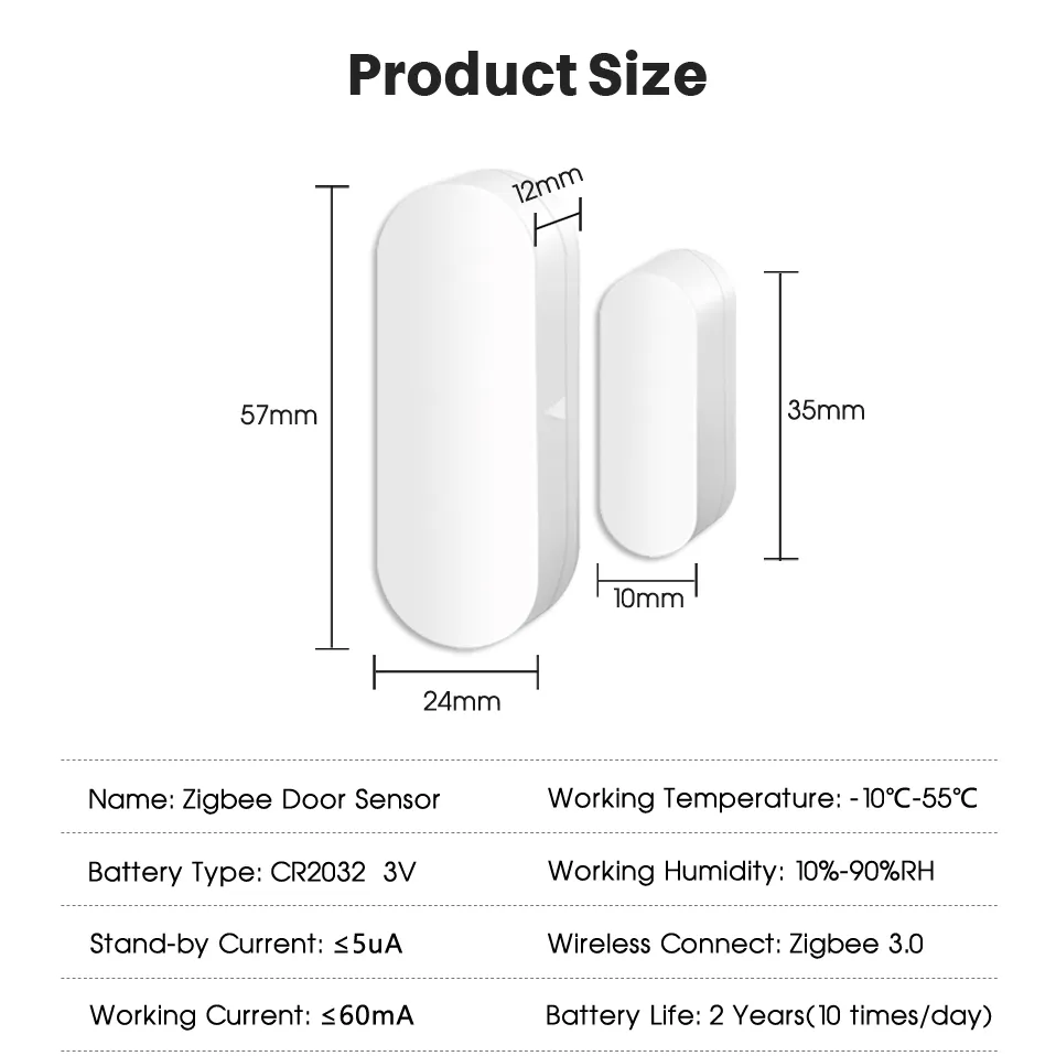 Tuya Zigbee Window And Door Sensor Open Close Detector Alarm Smart Life ...