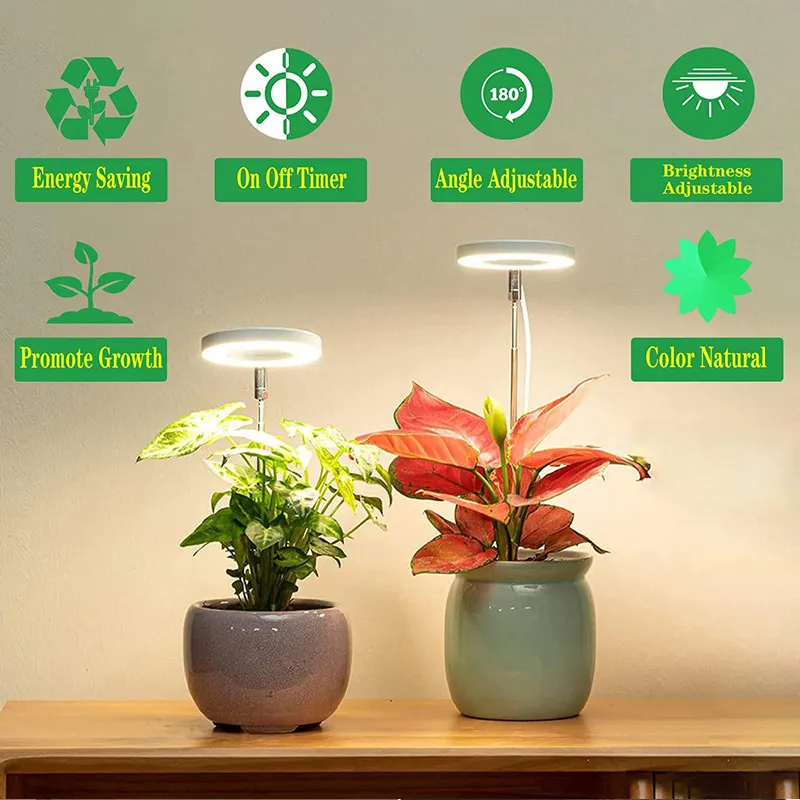 LED Grow Light Full Spectrum Plant Growth Lamp USB 5V Height Adjustable ...