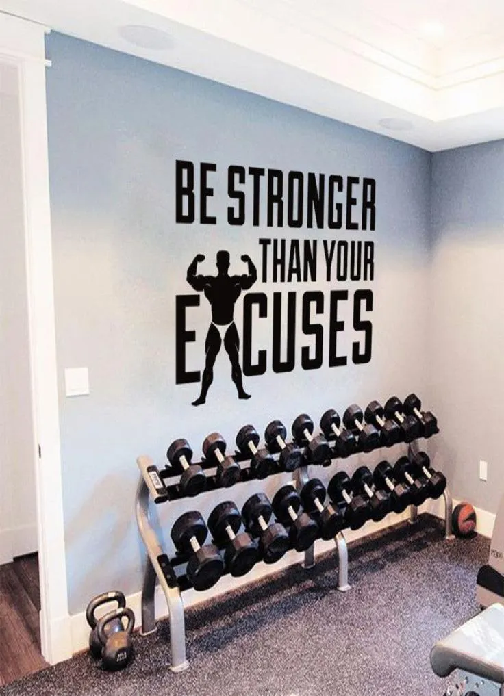 Gym Motivatie Citaat Muurtattoo Sterker dan uw excuses Wall Art Gym Vinyl Muursticker Home Decor Verwijderbare Wallpaper5797171