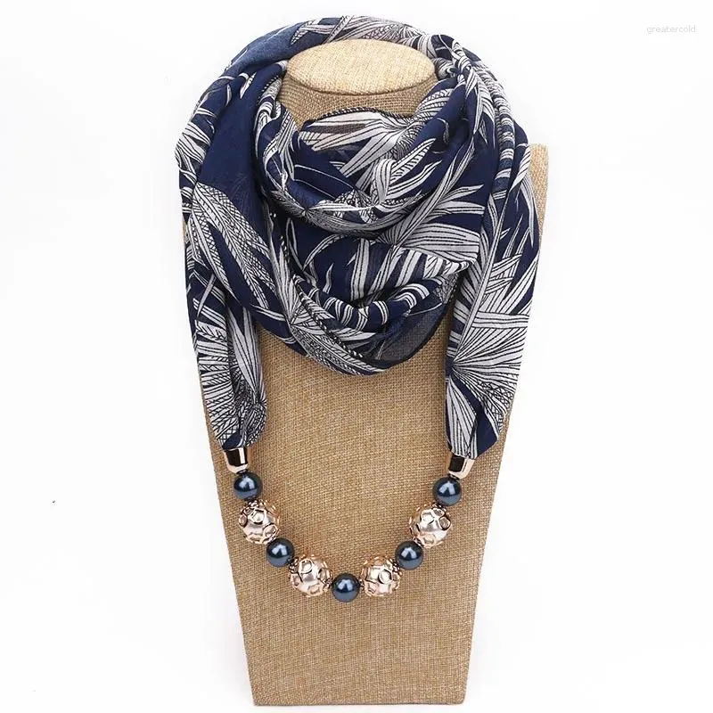 Sjaals Vrouw Met Kralen Parels Moslims Vrouwen Sjaal Van Sieraden Accessoire Uitlaat Chiffon Stof Sjaal Hoofddoek