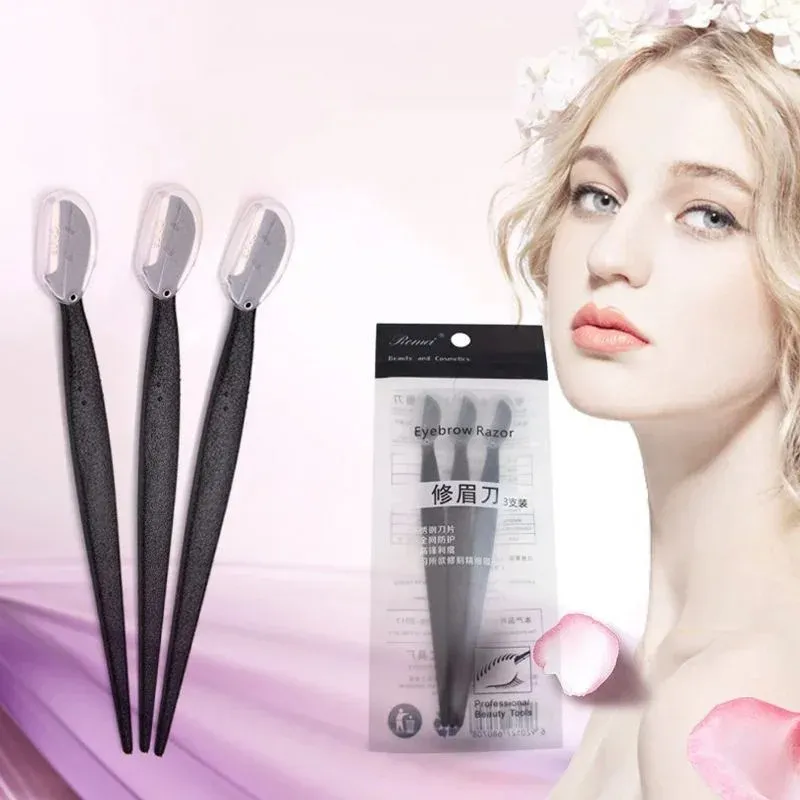 3pcs/Set Edgbrow Razor для лиц с удалением бровей для бровей макияж для женщин с бритвой с кепкой для бровей.