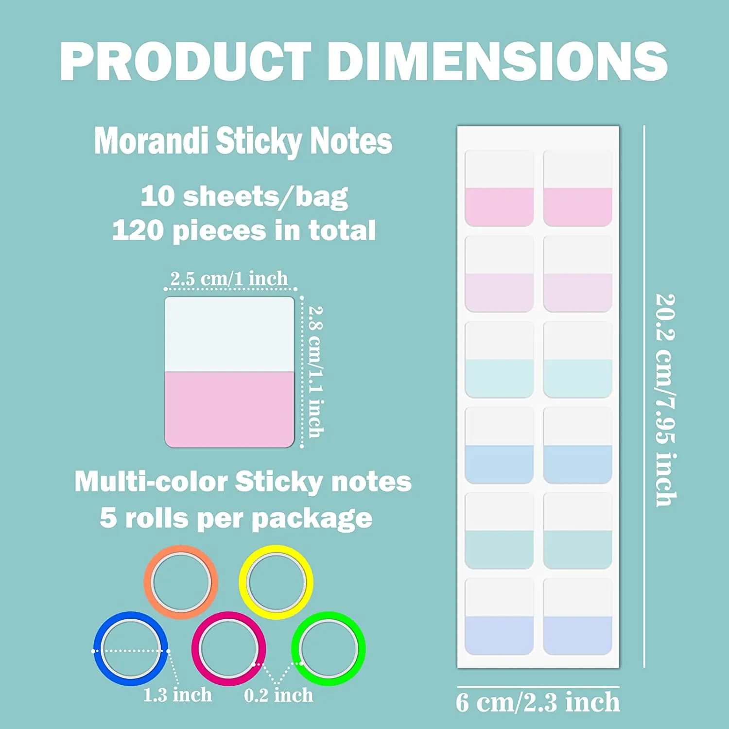 Index Tabs 174 Pieces - Writable Repositionable Page Markers For Books, Files, & Notes (3 Sizes) - View #3