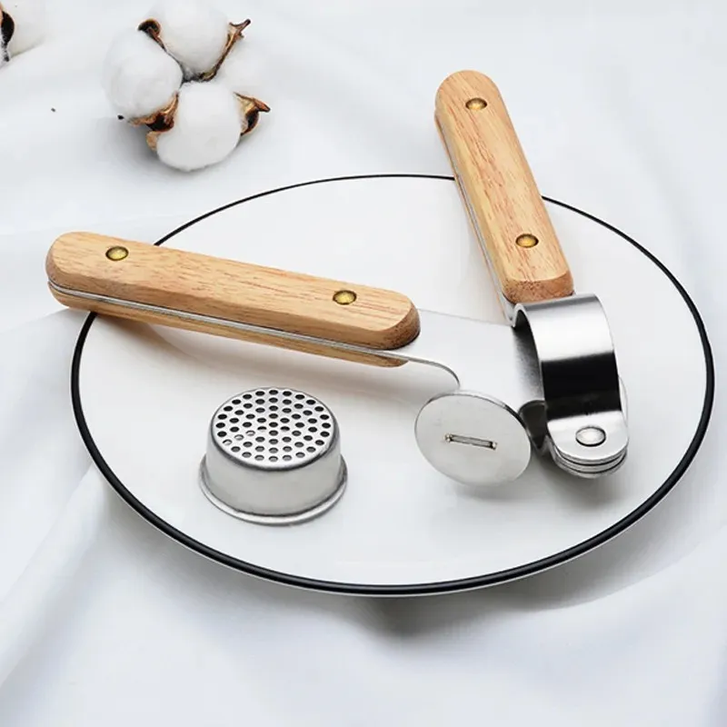 HOUTEN HANDGANG Handmatig knoflook Press roestvrij staal 304 knoflook Masher knoflook peeler knoflook Masher creatieve keukengadgets