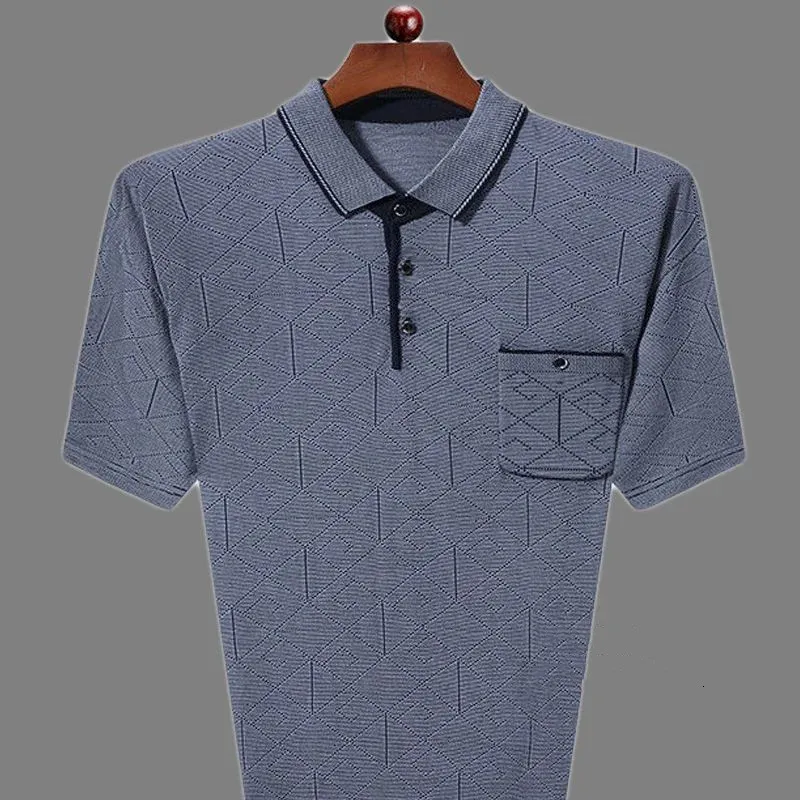 Summer Fashion Classic Business Casual Men Clothing Overizezed Wygodne trend kontrastowy Kolor Pocked Polo Shirt 240320