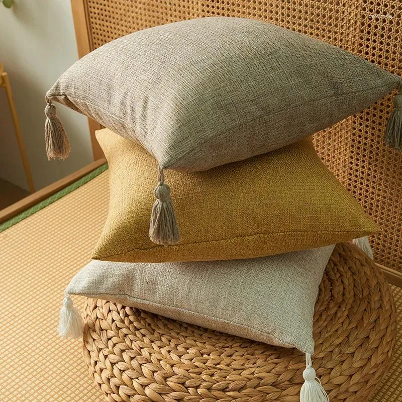 Cuscino qupace in lino-cotone color twill quadrata copertura solido sedile di divano di divano