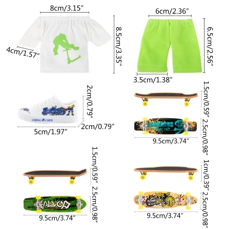 Skate de skate com sapatos Mini Scooter Scooter Sapatos de brinquedos de dedos e calças Skate Placa de skate Mini Skateboard Dropship