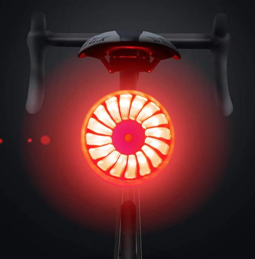 Bicycle arrière arrière arrière lumineuses intelligentes Smart Filaires USB RECHARGAGE CYCLING lampe de poche 5 Modes Sécurité AVERTIS