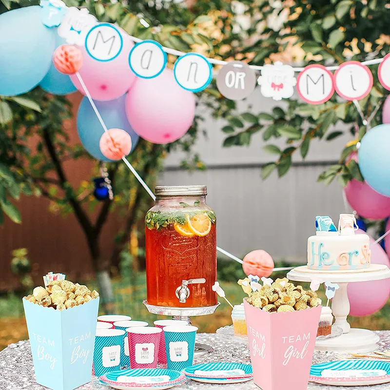 JeVenis 12 Stück Rosa Popcorn Boxen – Süßigkeiten-Boxen Für Mädchen-Party, 'Let's Go' Motiv, Einfache Montage