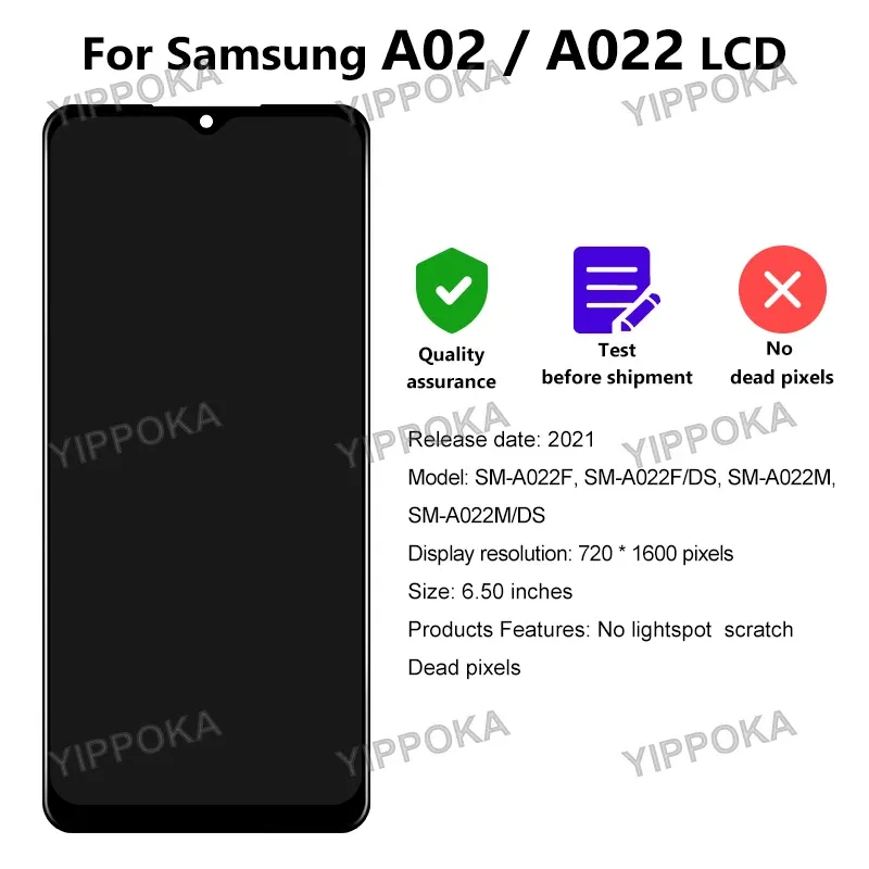 A02 Pattern Screen 5-inch LCD Touch Screen Digitizer Assembly for Samsung Galaxy A02 SM ...