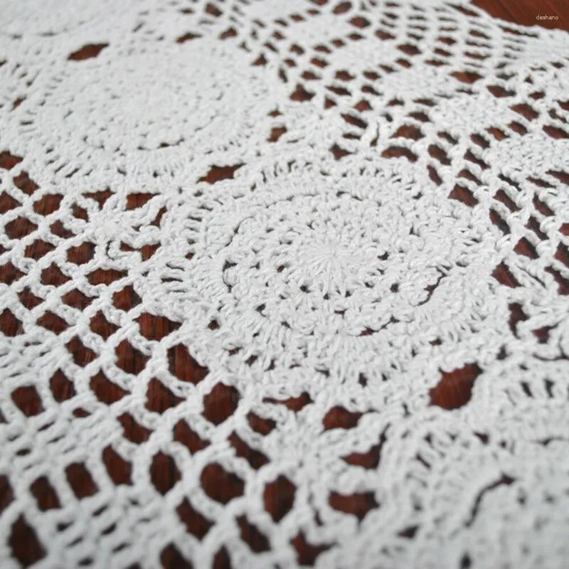 Tafelkleed gehaakt loper Doily Handicraft Home Decor Ovaal tafelkleed vintage wit katoenen platteland