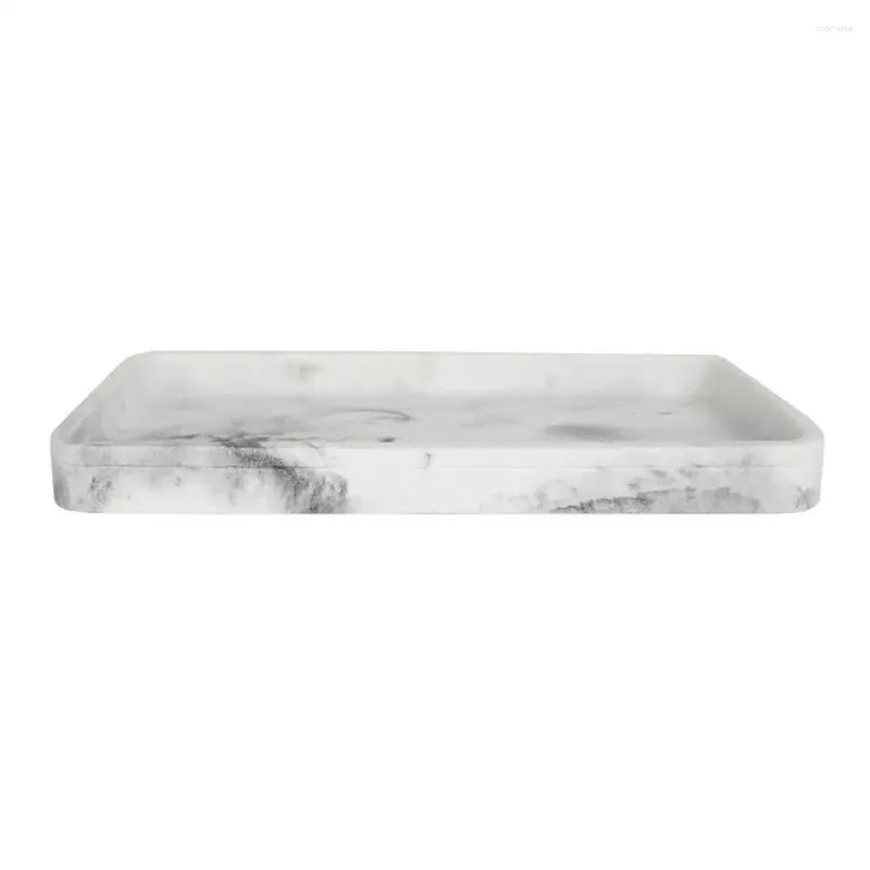 Storage Boxes Marble Effect Counter Top Organizer Tray Bath Desk Nightstands Easy Care Grey White Tones Crafted Resin Functional