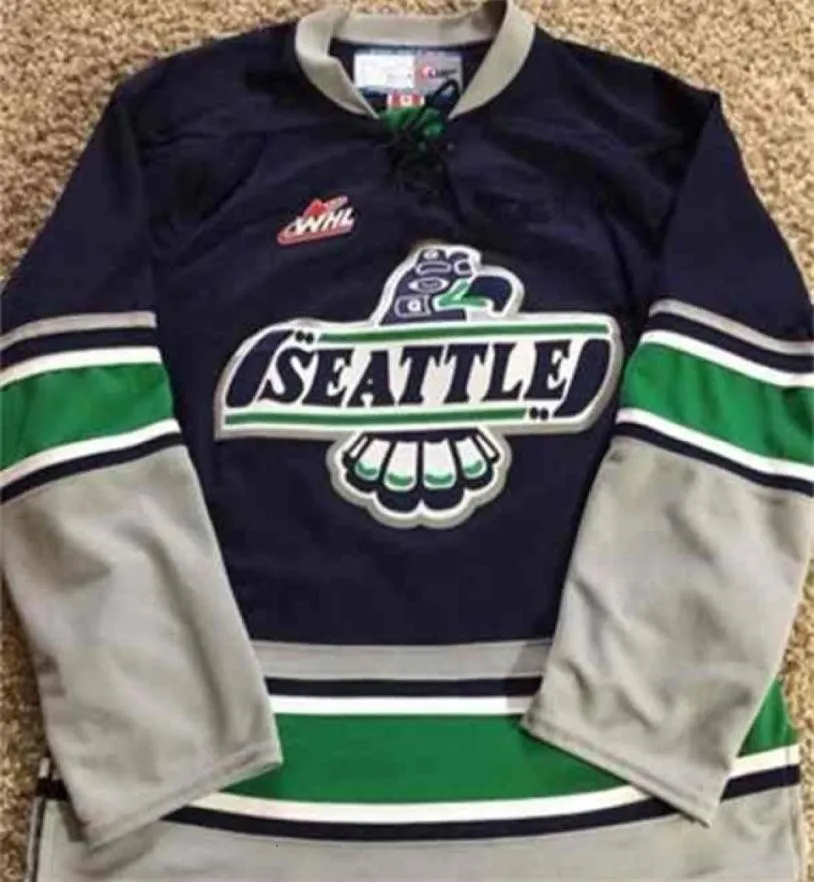 CEUF Seattle Thunderbirds Ice Hockey Jersey Men039 ricamato cuciti personalizza qualsiasi numero e nome Maglie2048316