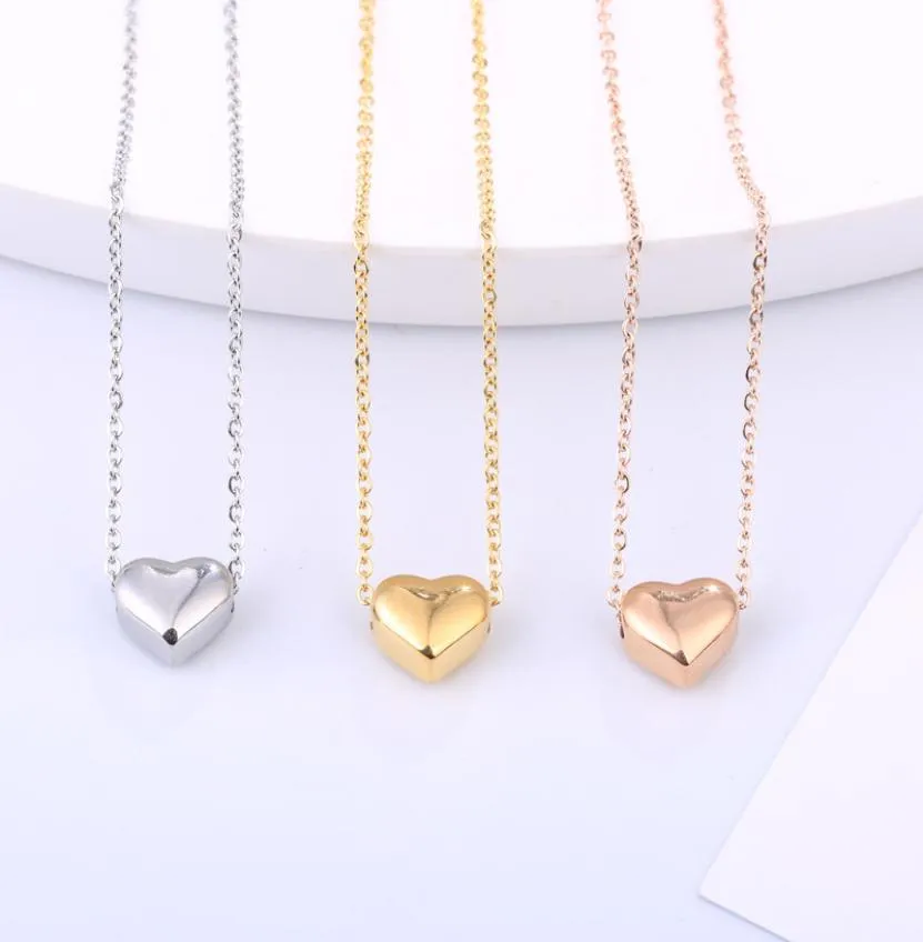 3 couleurs filles amour colliers plaqué or en forme de coeur pendentif clavicule chaîne collier solide amour bracelet bracelets bijoux de mode7445749