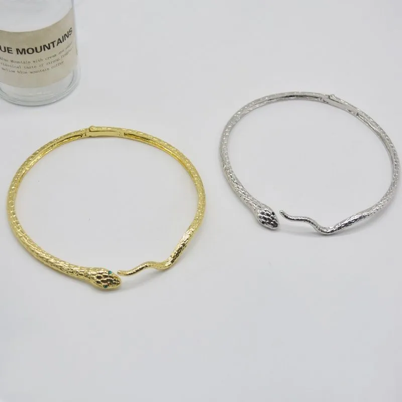 Collane a forma di serpente in metallo donne modalità design personalizzato Collana di girocollo alla moda girocollo di gioielli di strass