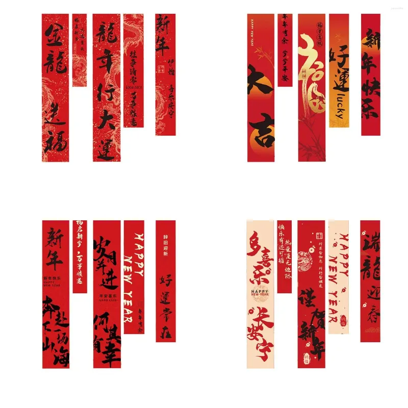 Decoração de festa Ano Chinês Banner Bênção Duilian Feliz Decorativo Vermelho 2024