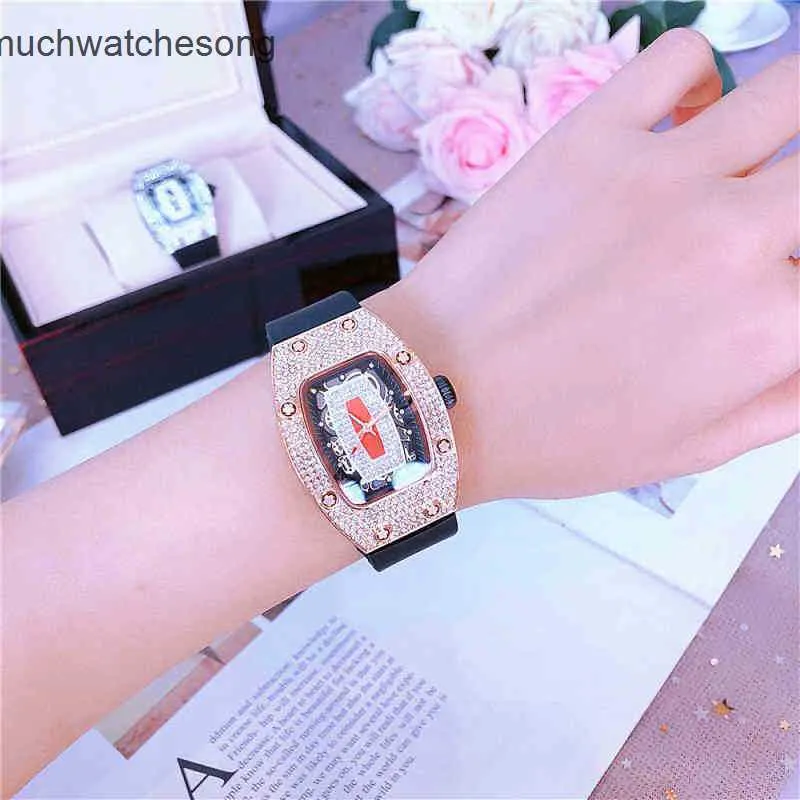 Relógios de luxo suíços masculinos Richadmills Relógios de movimento automáticos Relógios Ladies Diamante incrustou o mostrador grande com gipsophila temperamento simples luxo para U5p2