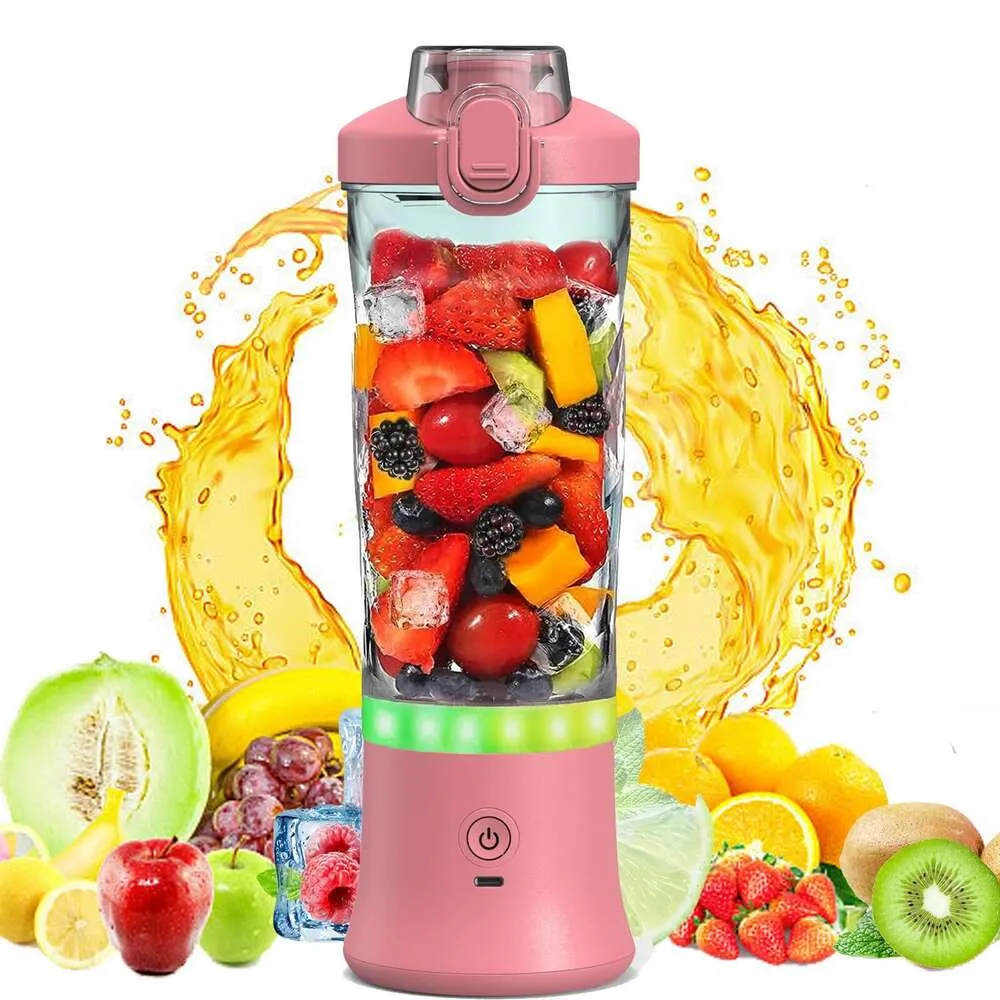 20 onças portáteis de batidas e smoothies portáteis, equipados com 6 lâminas, 270 watts IP67 Copo de misturador de mão recarregável à prova d'água, adequado para viagens, esportes, esportes,