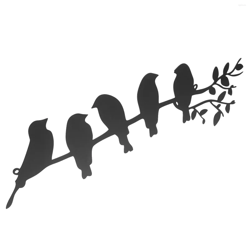 Figurine decorative Black Bird Wall: Wall Metal 6 Birds on the Branch Decor Silhouette sospeso