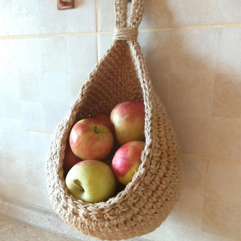 Cesto de armazenamento de parede pendurado para organizar e armazenar frutas e legumes na cozinha - cesta de tecido para exibição de mesa ou parede e