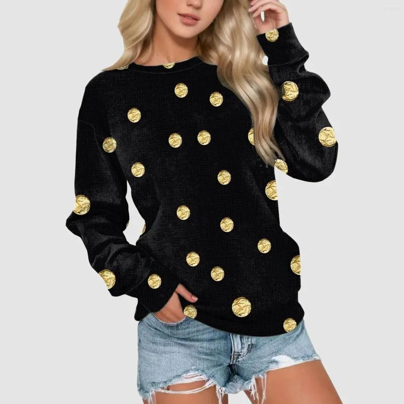 Frauen Hoodies Women Polka Dot Print Sweatshirt Langarm runden Hals Lose Frühling Herbst 2024 Y2K Sweatshirts Tops Vintage Streetwear