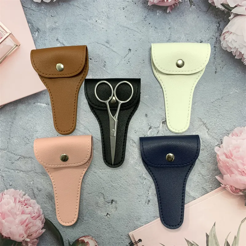 In stock 5 colors optional beauty scissors protective cover printable logo snap scissors storage cover