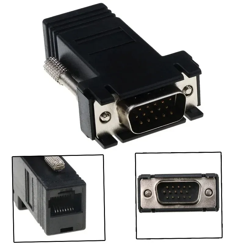 Extension améliorée de la connectivité vidéo à l'aide d'un nouveau vga extender mâle à LAN VIDEO CAT5 CAT6 RJ45 Adaptateur de câble réseau pour améliorer