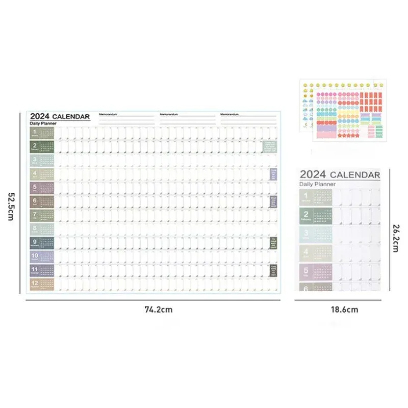 Planificador De Calendario De Pared 2024 Con Hojas De Pegatinas ...