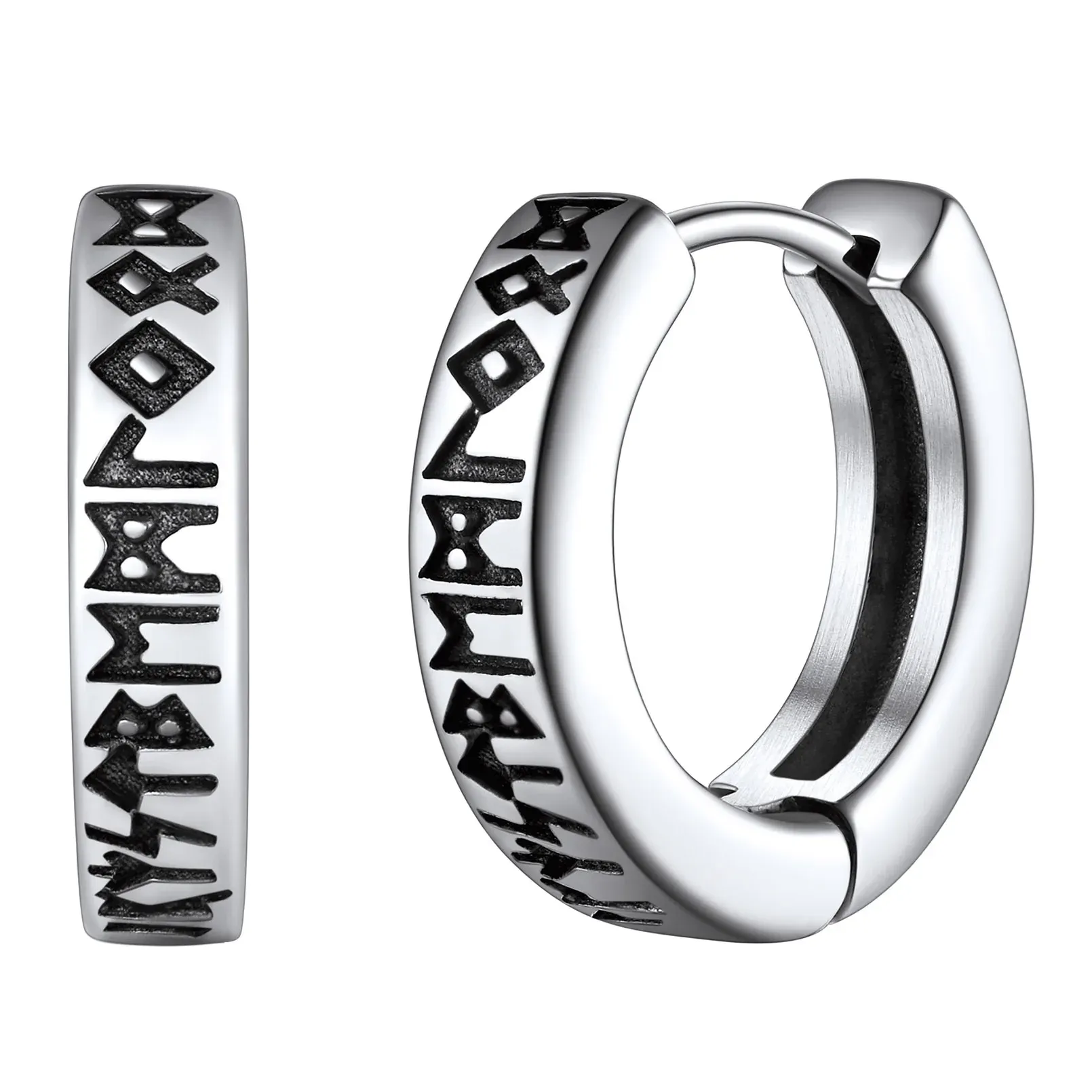 Bague Viking Homme Acier Inox 316L Avec Runes Germaines - Style Bande, Taille Réglable