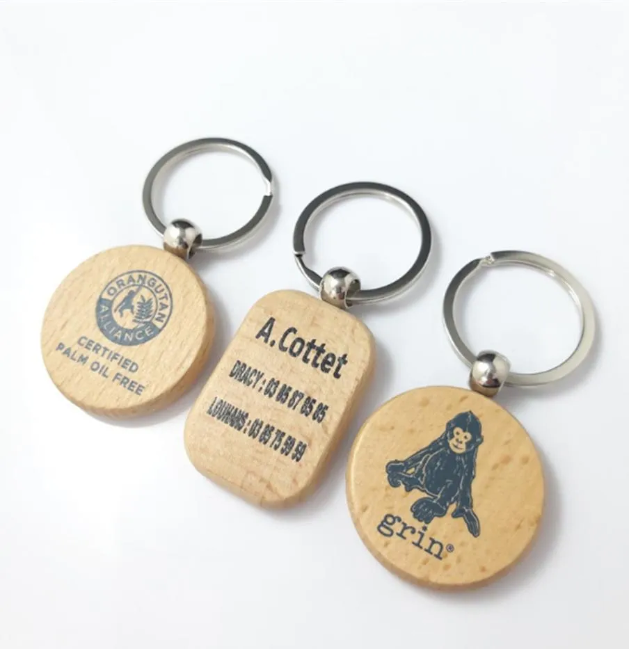 2022 High Quality Wooden Keyring Straps Christmas Gift Metal Key Ring Wood Luxury Leather Blank Keychain Custom Laser Engraving Lo7859254