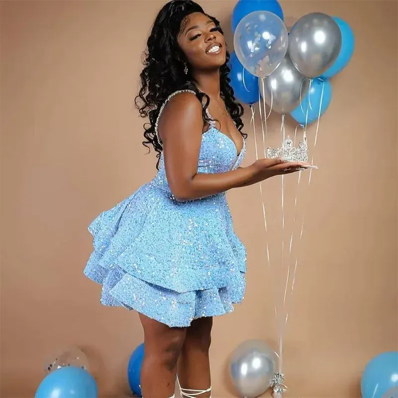 Doymeny Sparkly Sequins Homecoming Dresses Short... From Ddmyhome, $184.87  | DHgate.Com