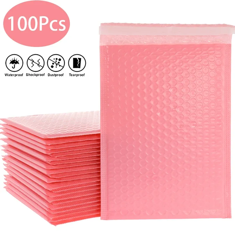 Mailers 100pcs Bubble Mailers Impieti Busta per Pearl Film Gift Presente Bambuini per posta per la rivista Libro Mailer Self Seal Bag