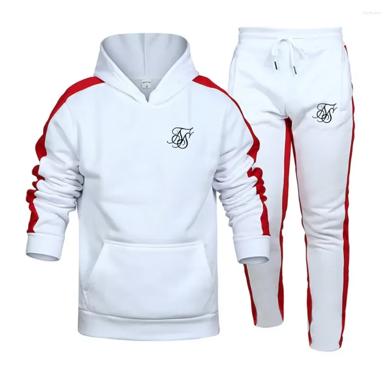 Running Sets Fashion Siksilk Brand Men Tracksuit Autumn Capuzes de moletom de duas peças de roupas casuais casuais com capuz