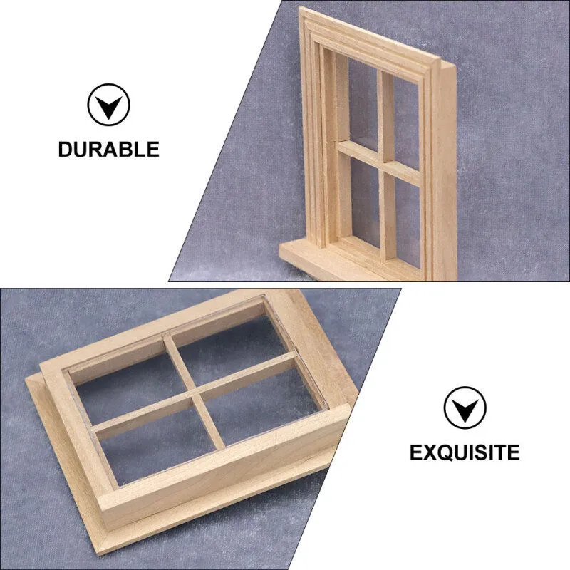Kid Window Toy Delicate Wooden Four-Pane Window Mini toy store for Kids' Play House ...