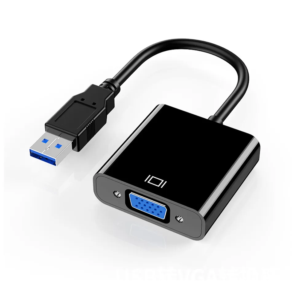 USB till VGA -kabeladapter 1080p USB3.0 till VGA -anslutningar Extern grafikkort Multidisplay för bärbar dator PC Monitor Projector Win 7 8