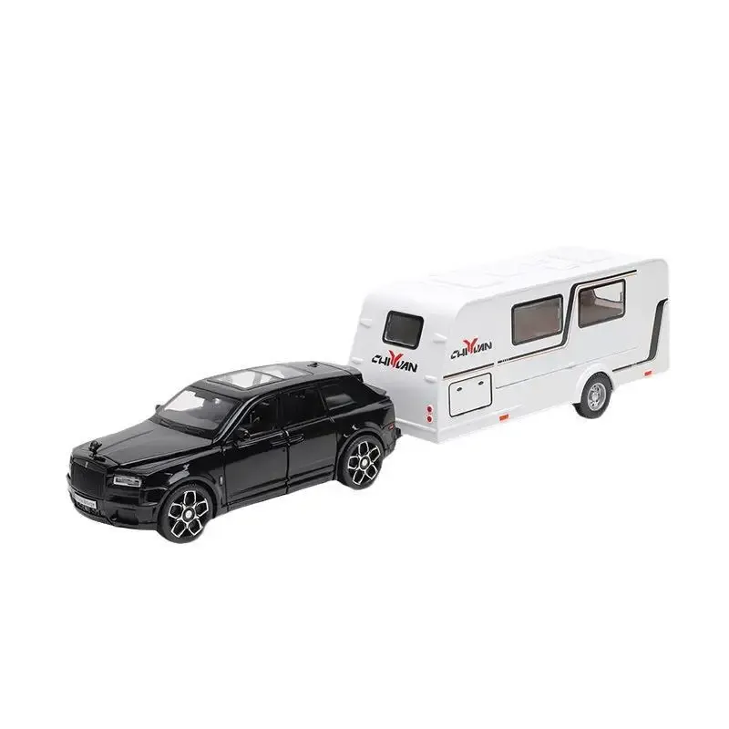 Diecast Vehicle Model With Trailer Metal Toy Car, Sound & Light Effects ...