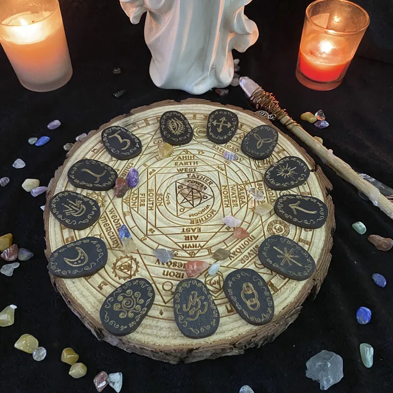 Wooden Runes Divination Set Engraved Symbols For Witchcraft, Rituals ...