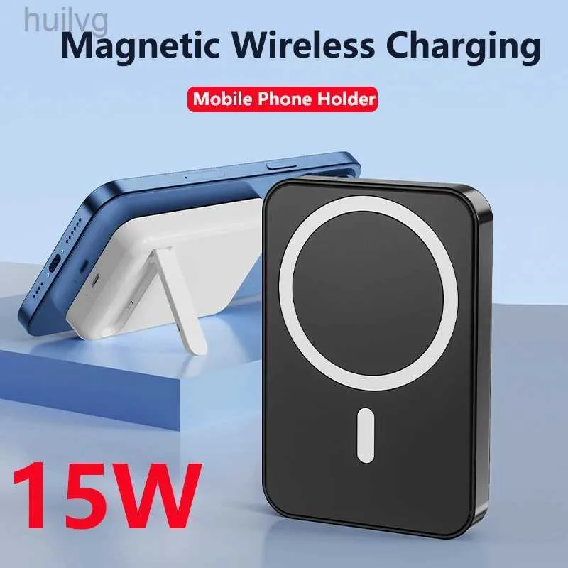 Mobiltelefon Power Banks 10000mAh Magnetic Wireless Charger Power Bank Magnetic Ring för iPhone 15 14 13 Samsung Huawei Mini Powerbank med Holder 2443