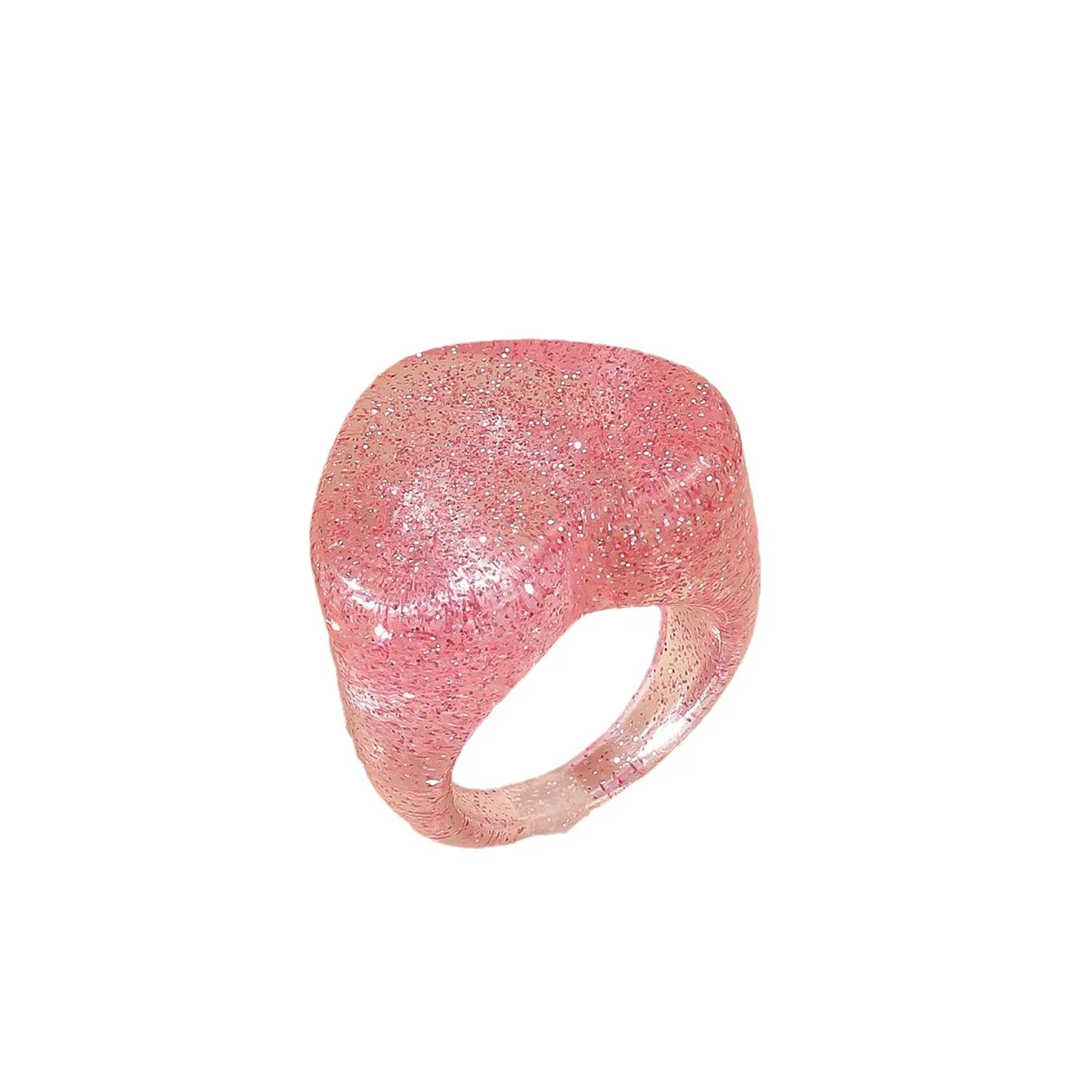 NOUVEAU ROSE PINK LOVE RESIN SWEET BIKELRY RING acrylique ne s'est pas fondu unique et haut de gamme